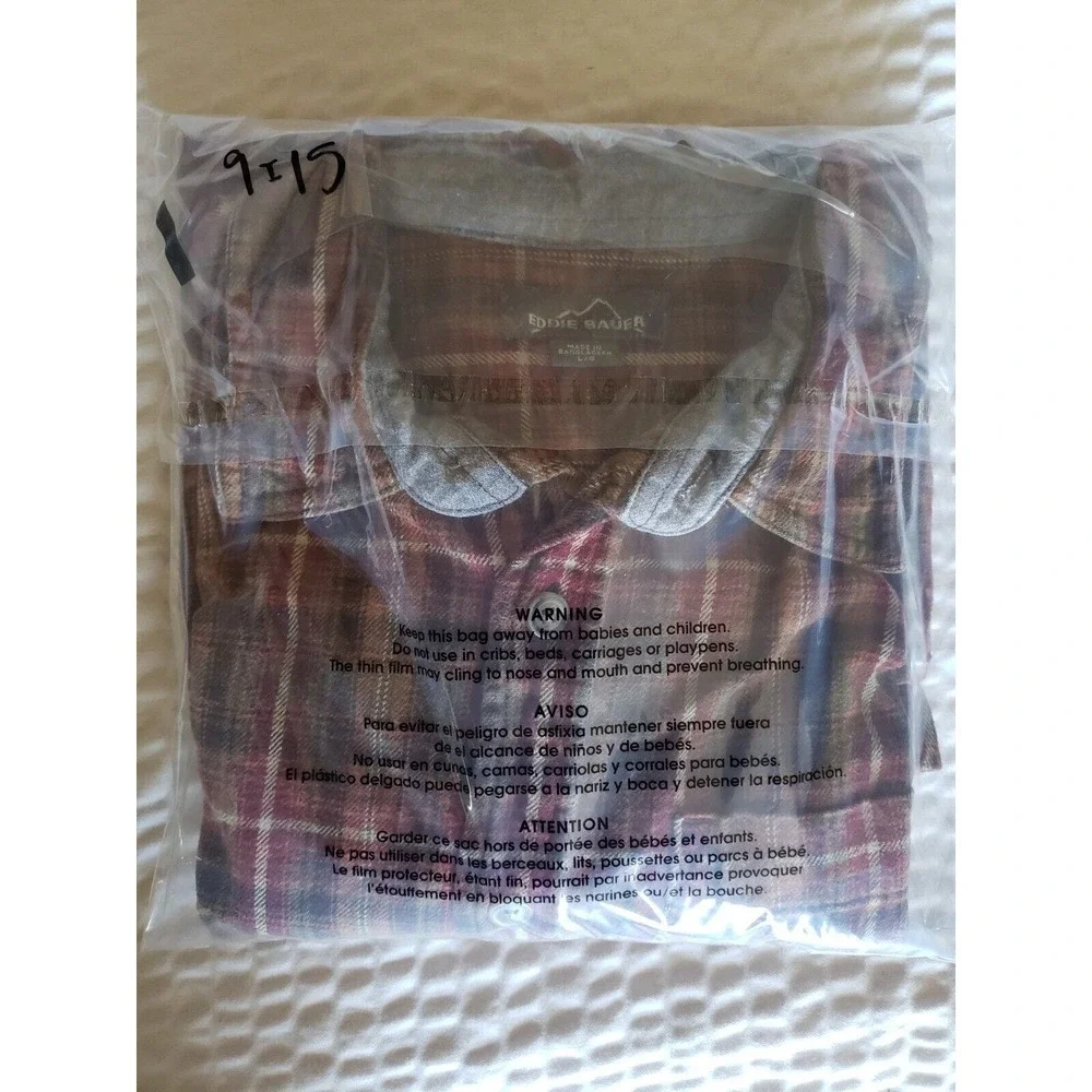Eddie Bauer Flannel Size Large Plaid Button Down Outdoor‎ Wilderness Edition
